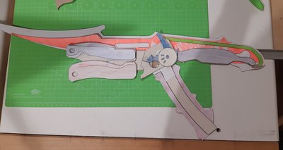 Gunblade cardboard model in gun form